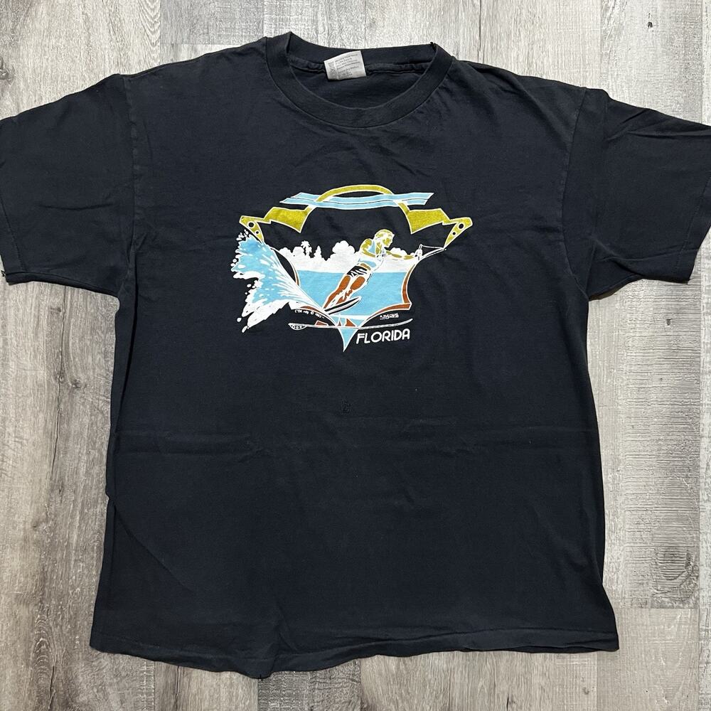 VTG Florida Water Skiing T Shirt 1983 Paper Thin Beach Lake Ski 80s USA M